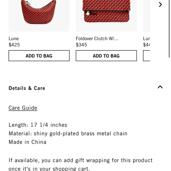 Clare V shortie strap vintage gold NWT retail $105 - Picture 4 of 7